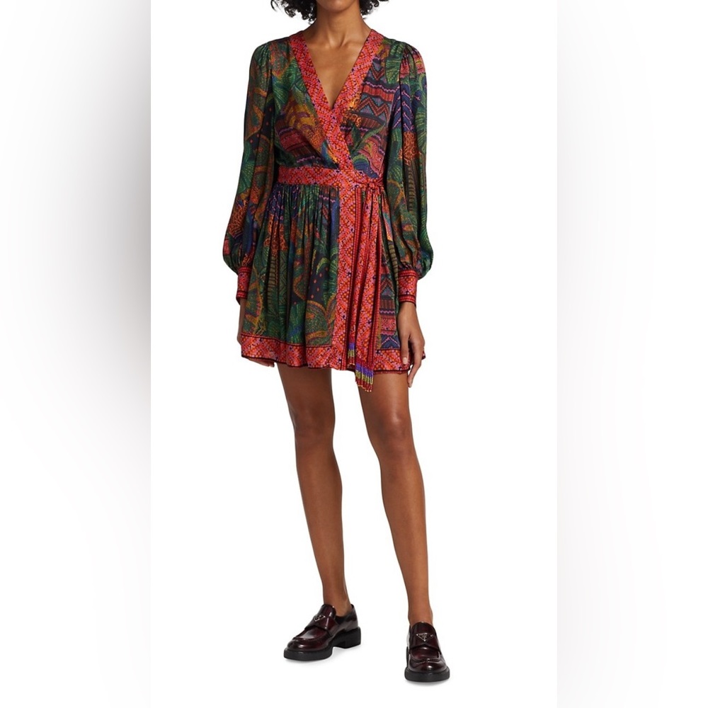NWT Farm Rio Forest Tapestry Wrap Mini Dress-Med